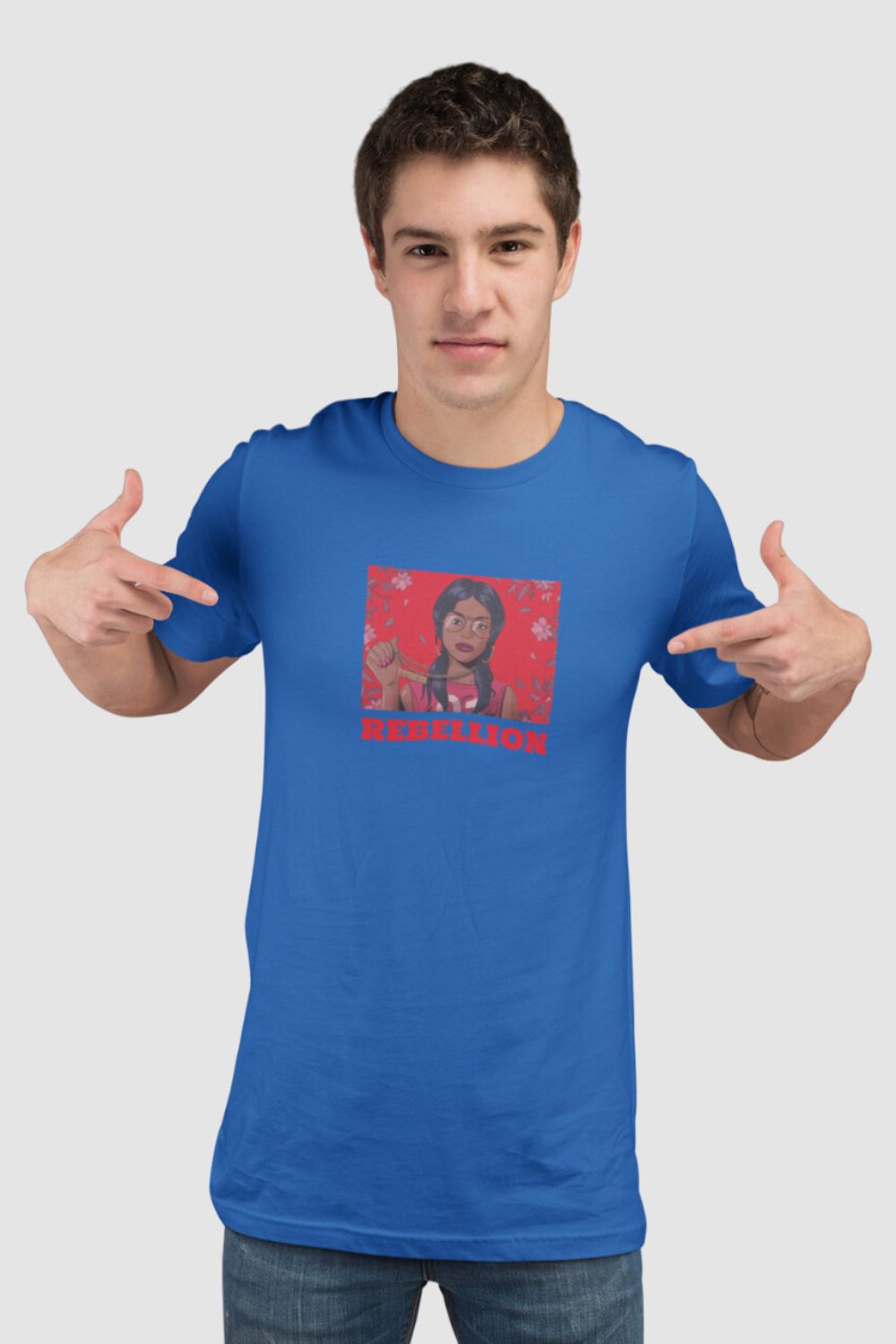 Rebellion Graphic Printed Blue Tshirt