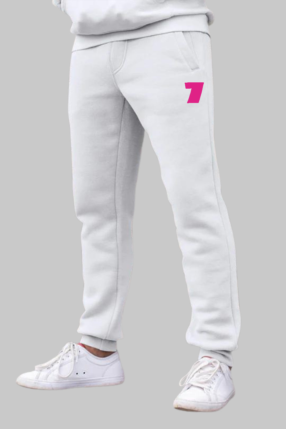 Numeric 7 Graphic Printed White Joggers