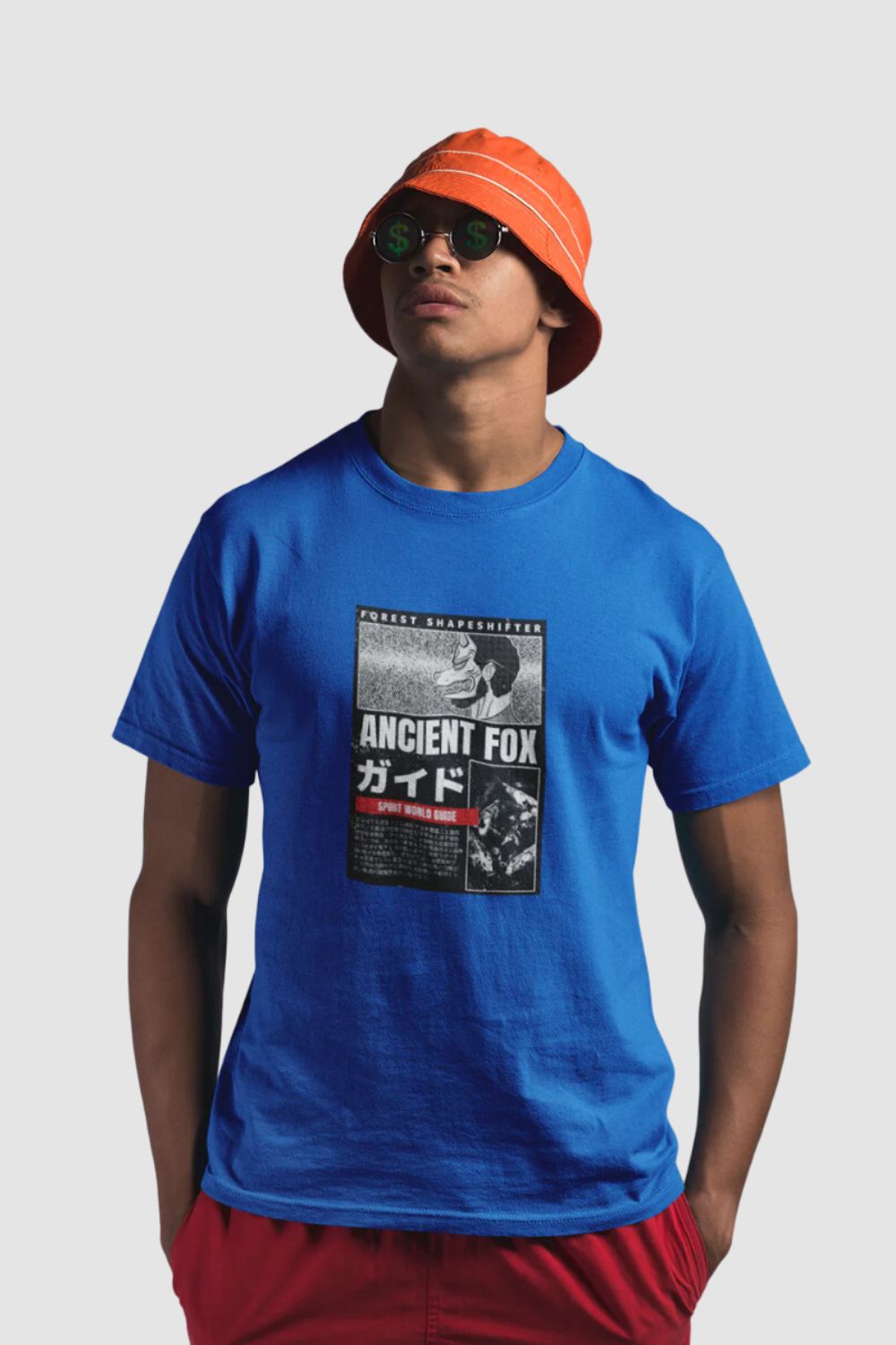 Ancient Fox Graphic Printed Blue Tshirt