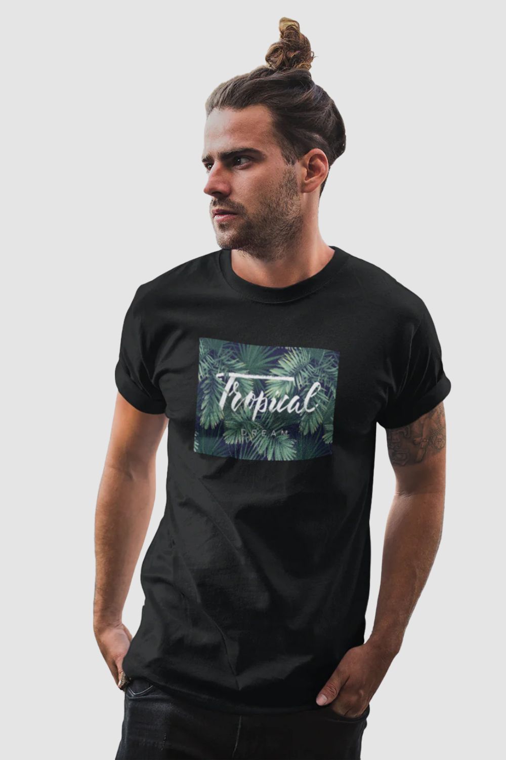 Tropical Dream Graphic Printed Black Tshirt