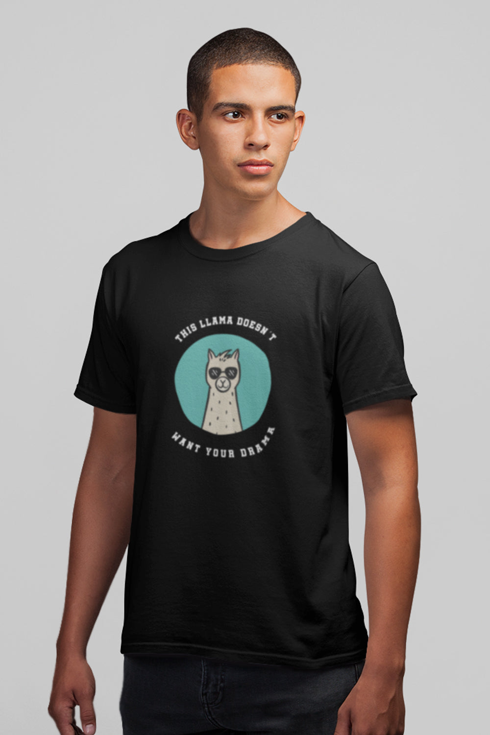 This Llama Doesnt Want Your Drama Graphic Printed Black Tshirt