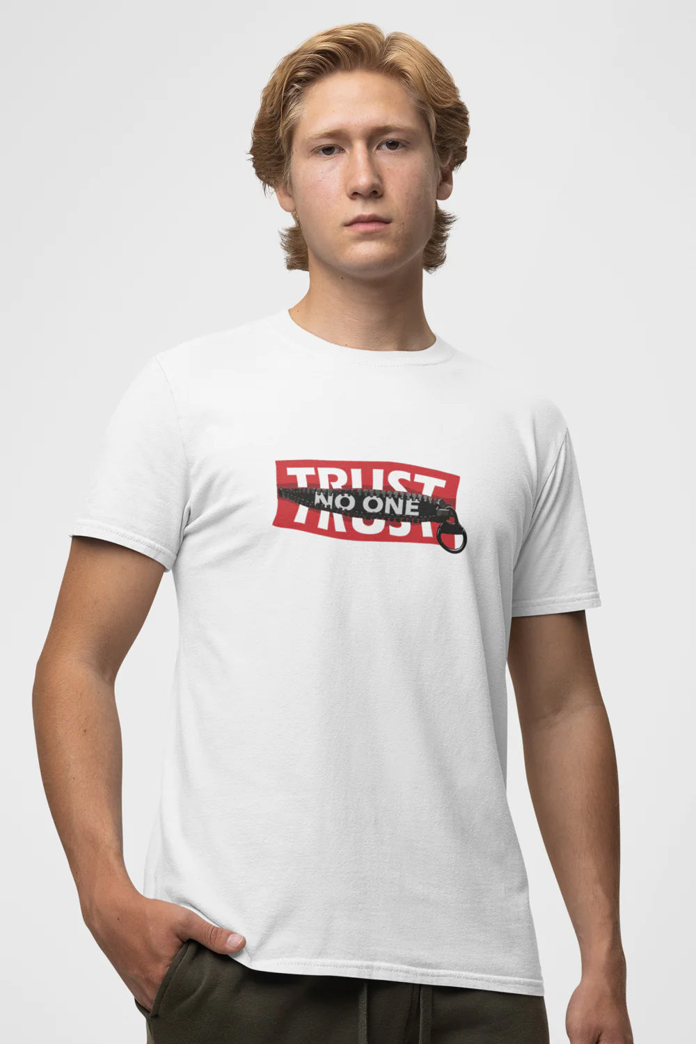 Trust No One Graphic Printed White Tshirt
