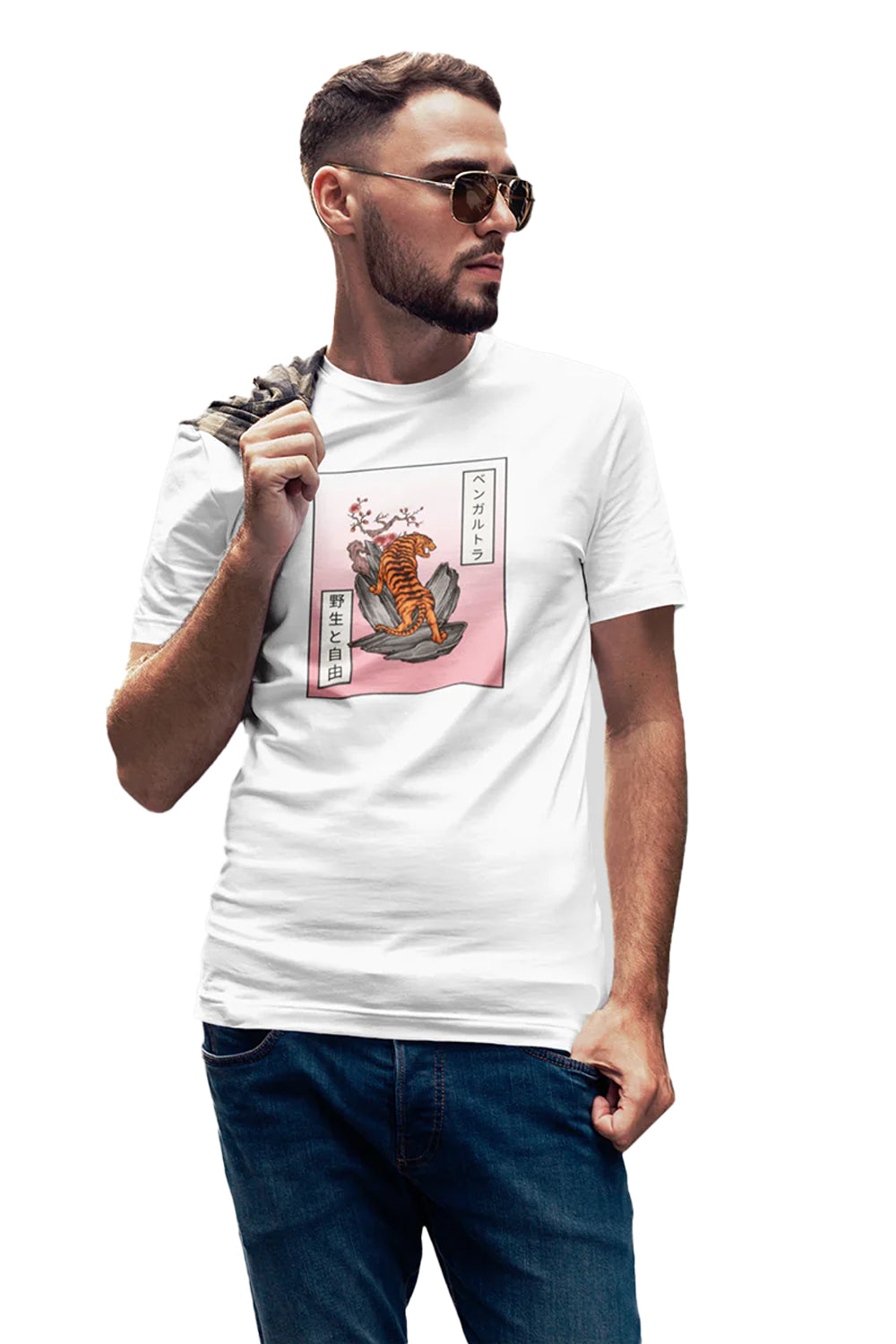 Japanese Tattoo Graphic Printed White Tshirt