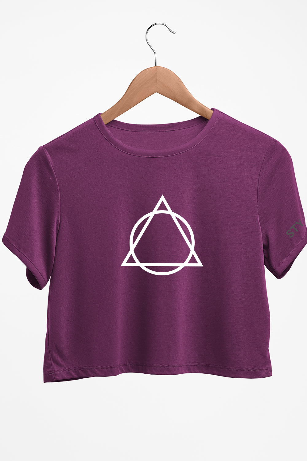 Abstract Graphic Printed Purple Crop Top
