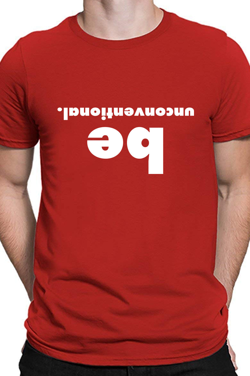 Be Unconventional - Casual Graphic Printed Red Cotton T-Shirt