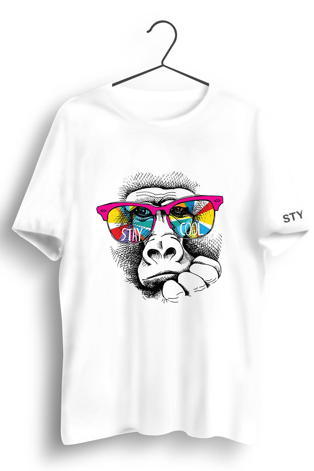 Stay Cool Monkey Graphic Printed White Tshirt