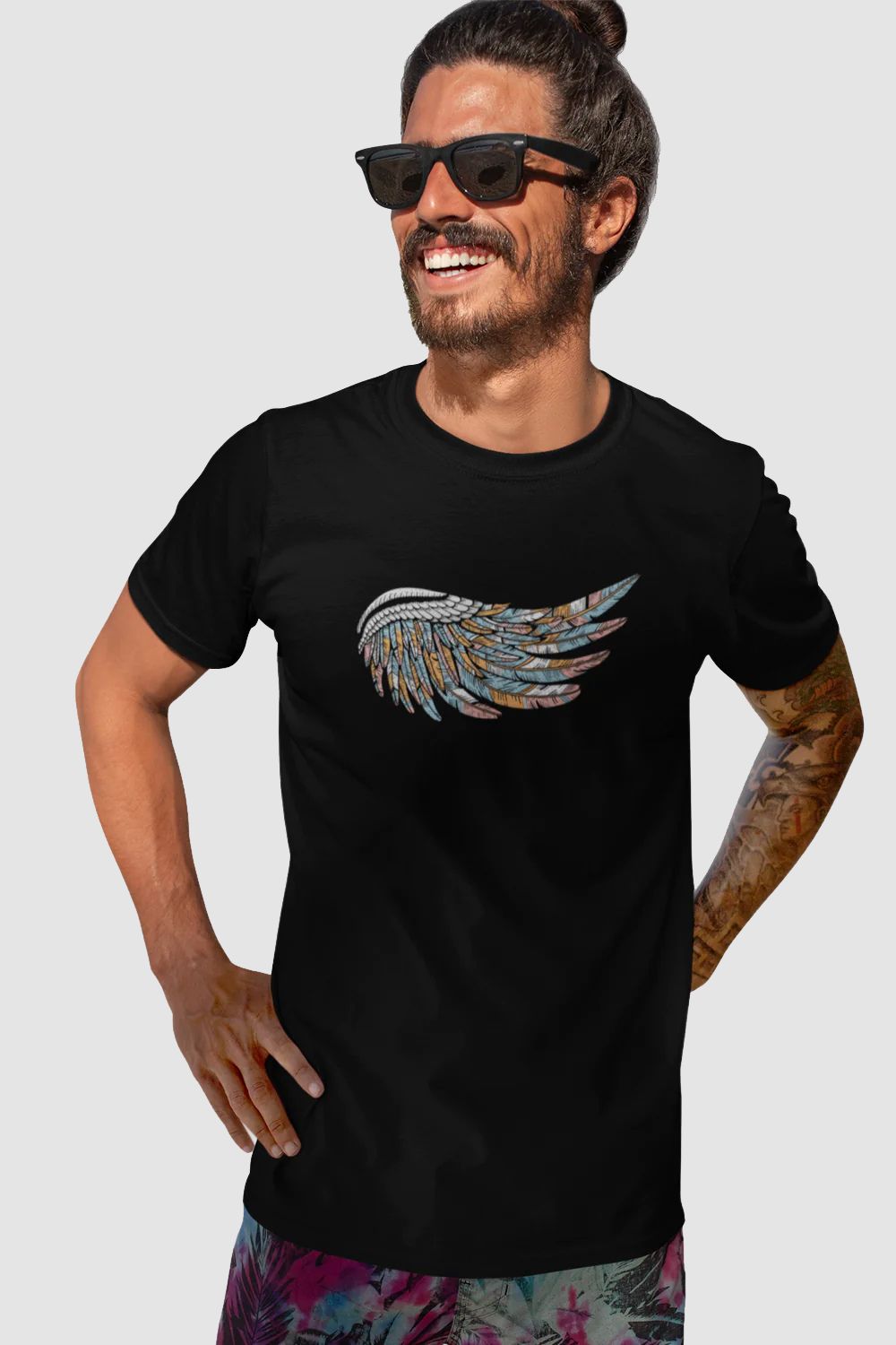 Broken Wing Graphic Printed Black Tshirt