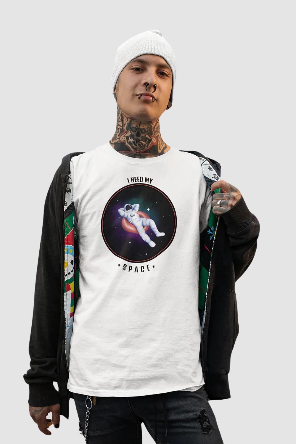 I Need My Space Graphic Printed White Tshirt