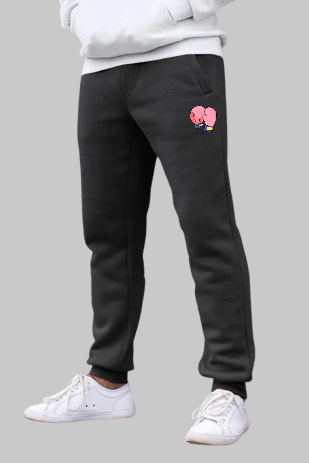 Boxing Graphic Printed Black Joggers