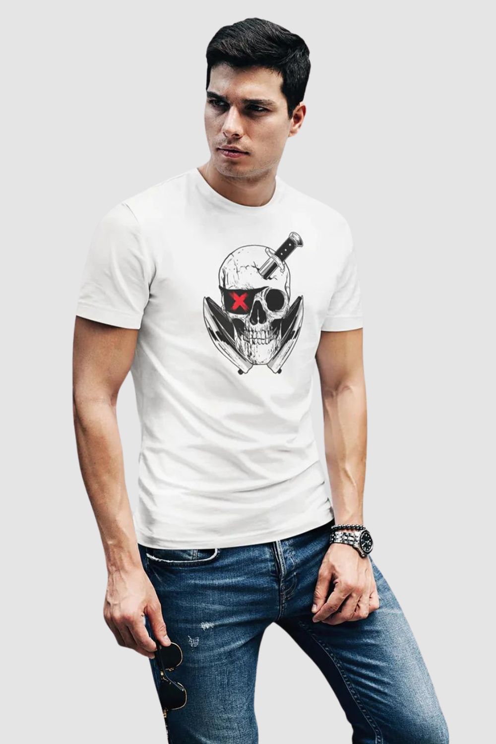 Dirty Pirate Graphic Printed White Tshirt