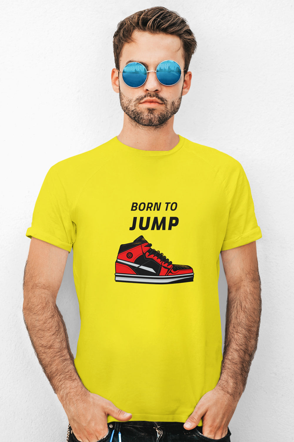 Born To Jump Graphic Printed Yellow Tshirt