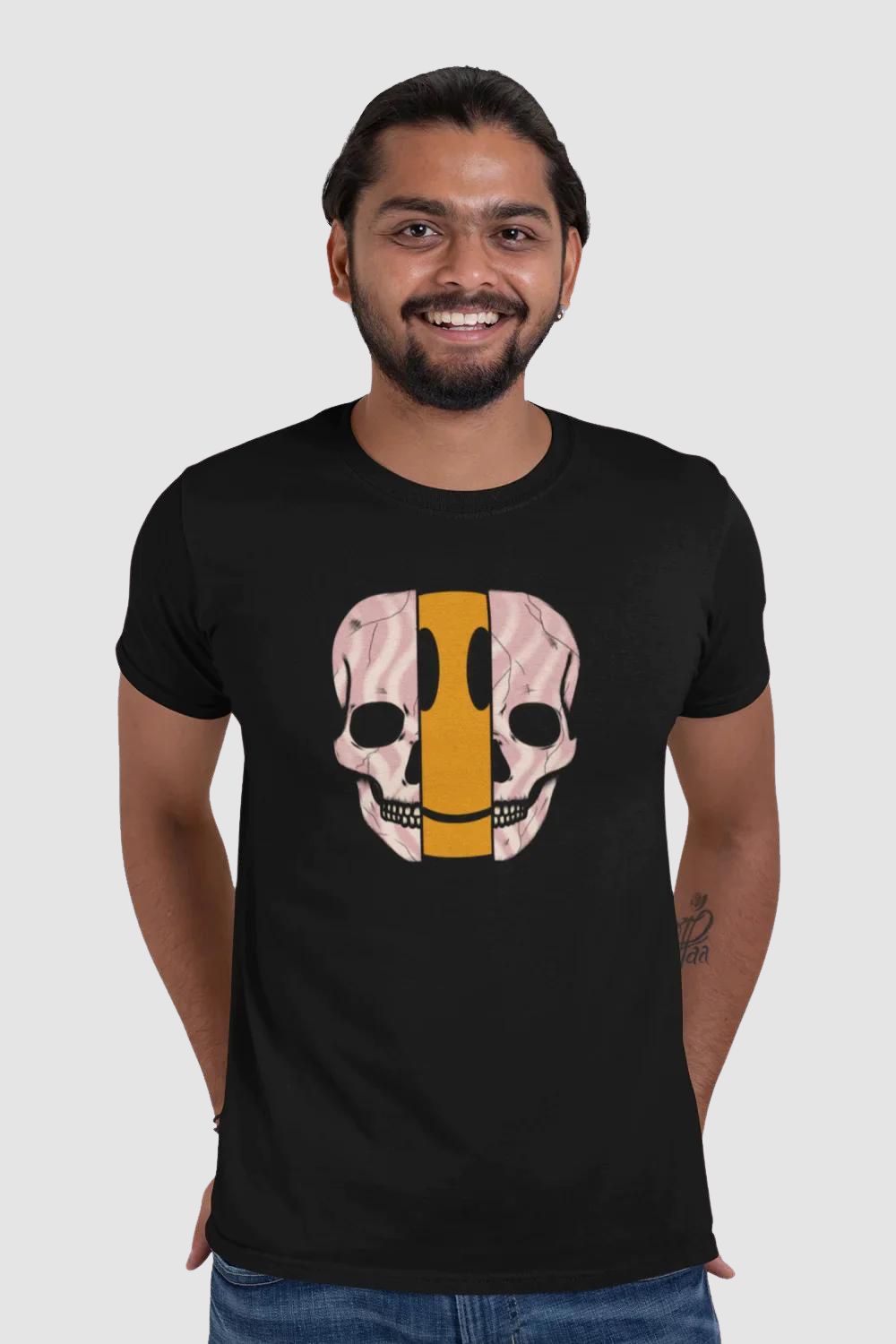 Dis Skull Graphic Printed Black Tshirt