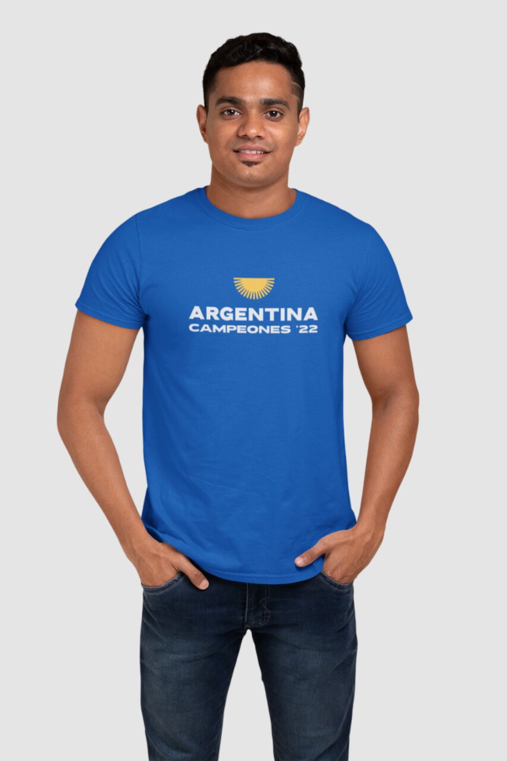 Argentina Campeones Graphic Printed Blue Tshirt