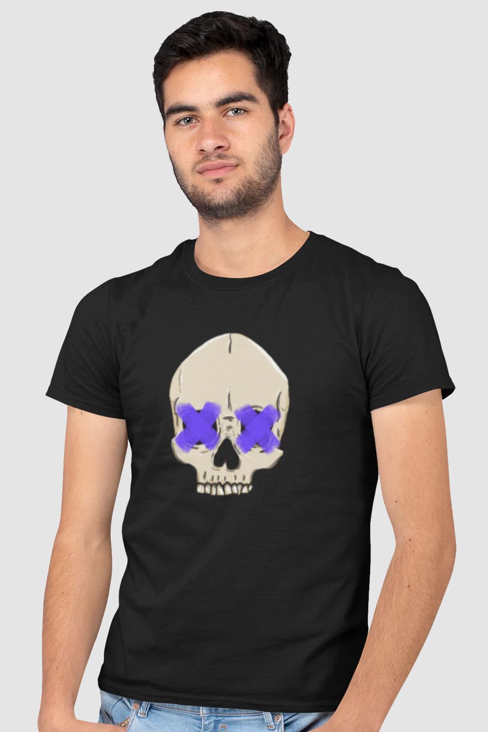 Punk Skull Graphic Printed Black Tshirt