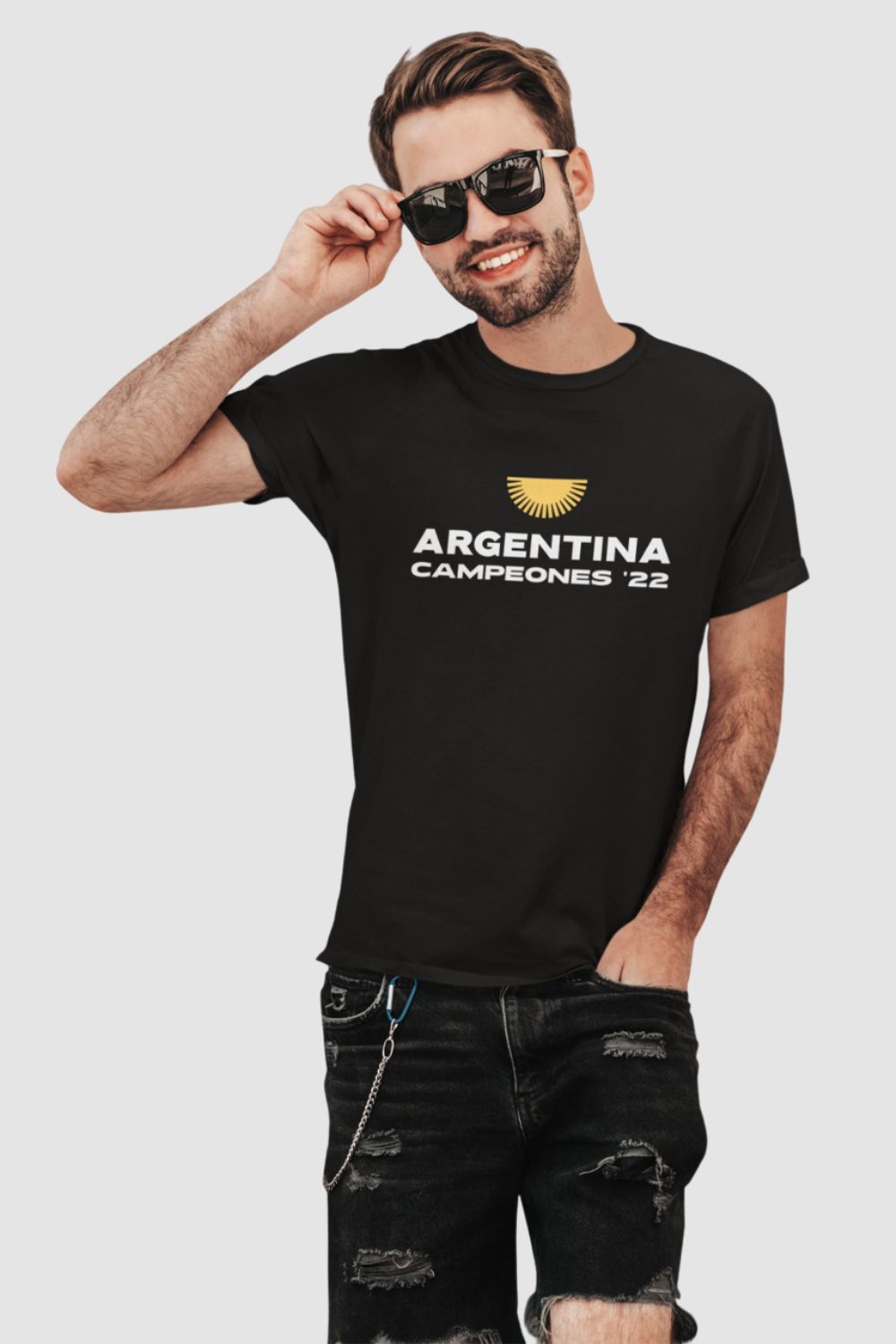 Argentina Campeones Graphic Printed Black Tshirt