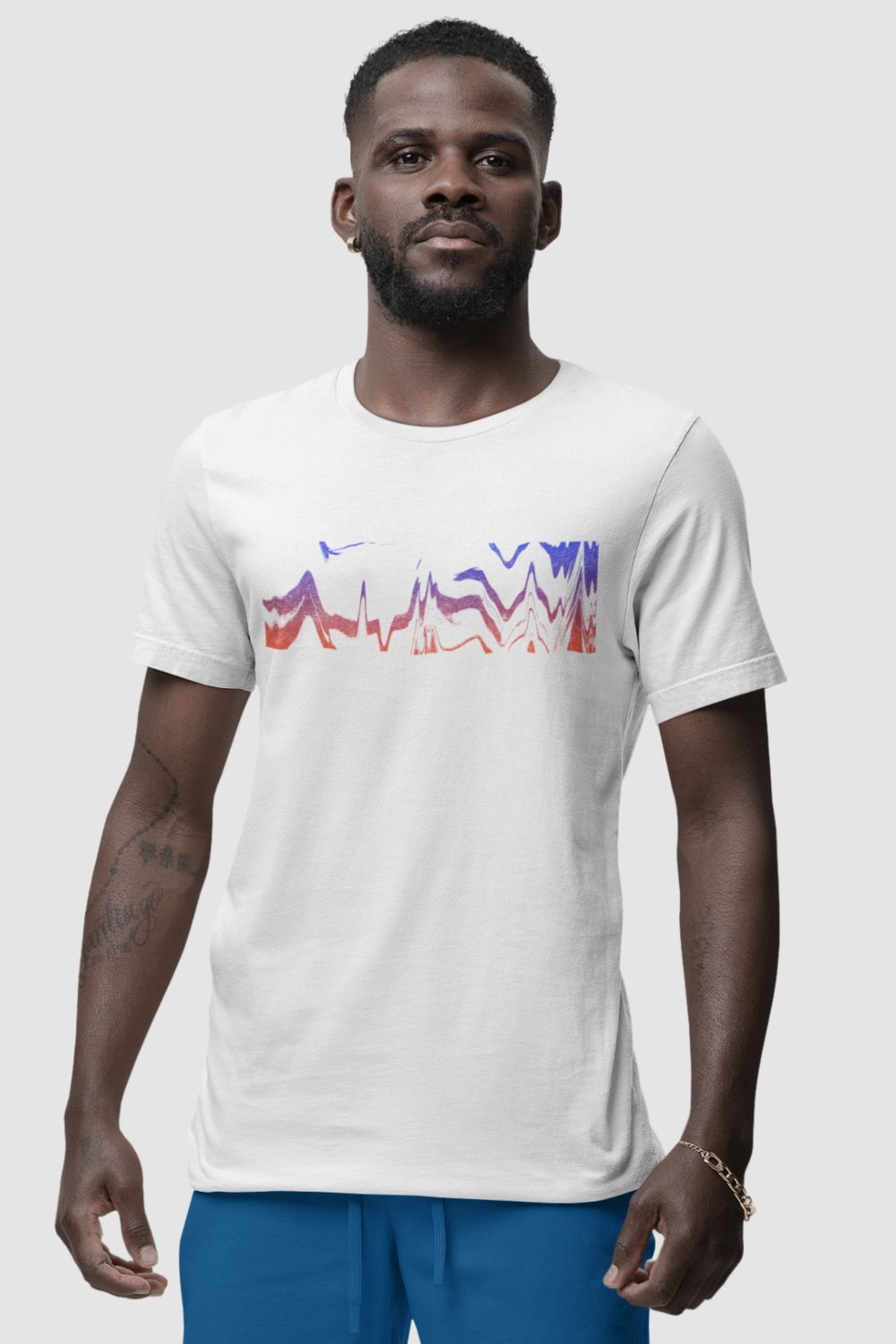 Techno Wave Graphic Printed White Tshirt