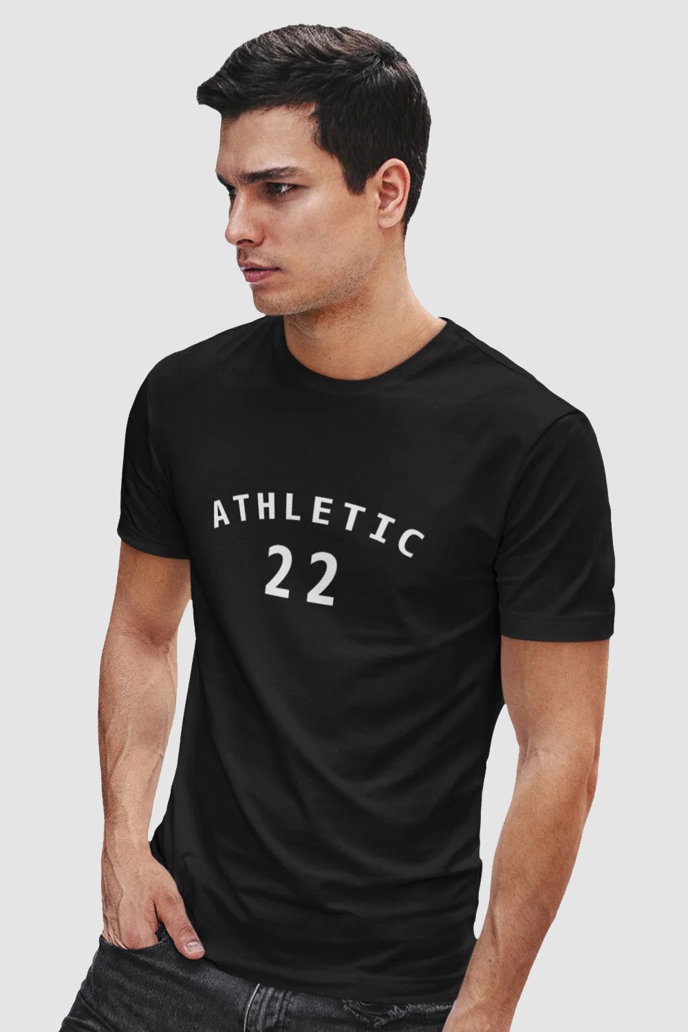Athletic Graphic Printed Black Tshirt