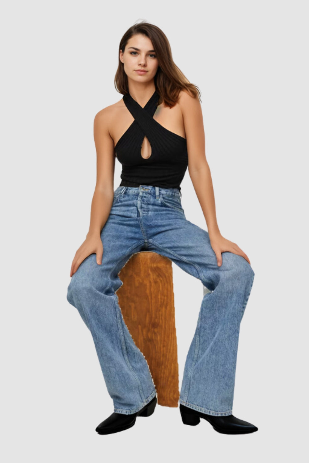 Crazy Lady Halter Neckline Black Top