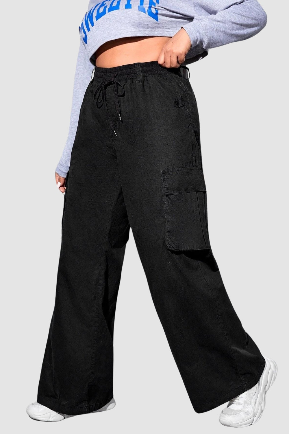 Black Loose Cargo Trousers