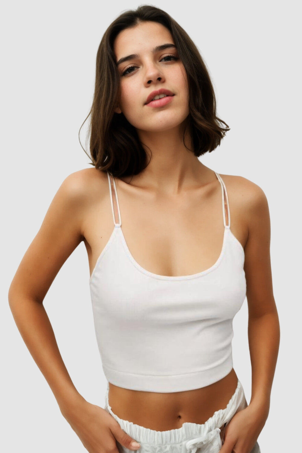 Drawstring Lingerie White Top