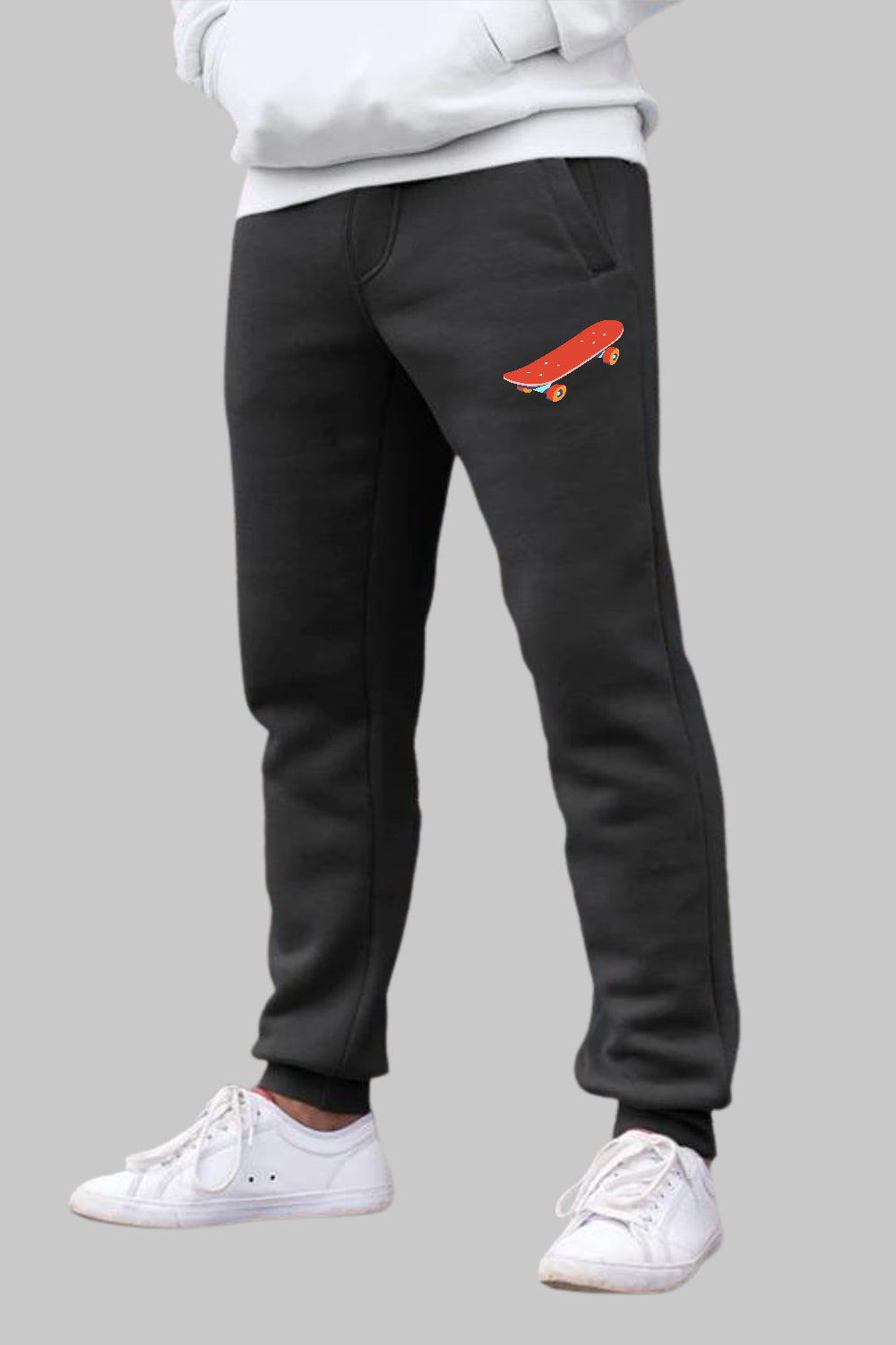 Skateboard Graphic Printed Black Joggers