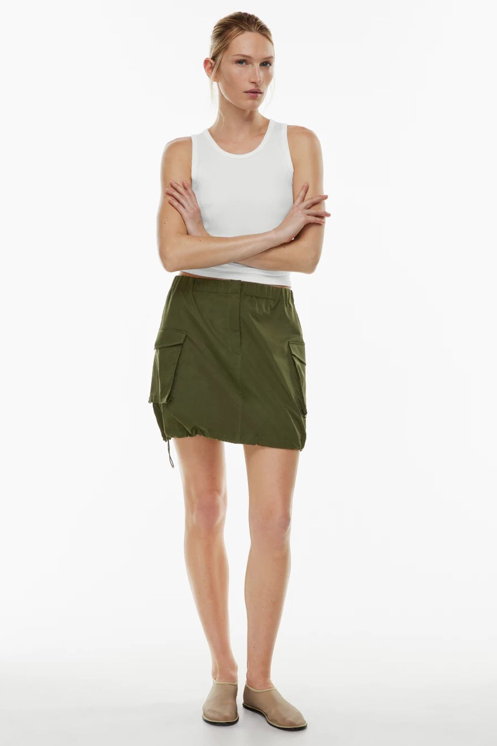 Oasis olive green skirt styched.ae