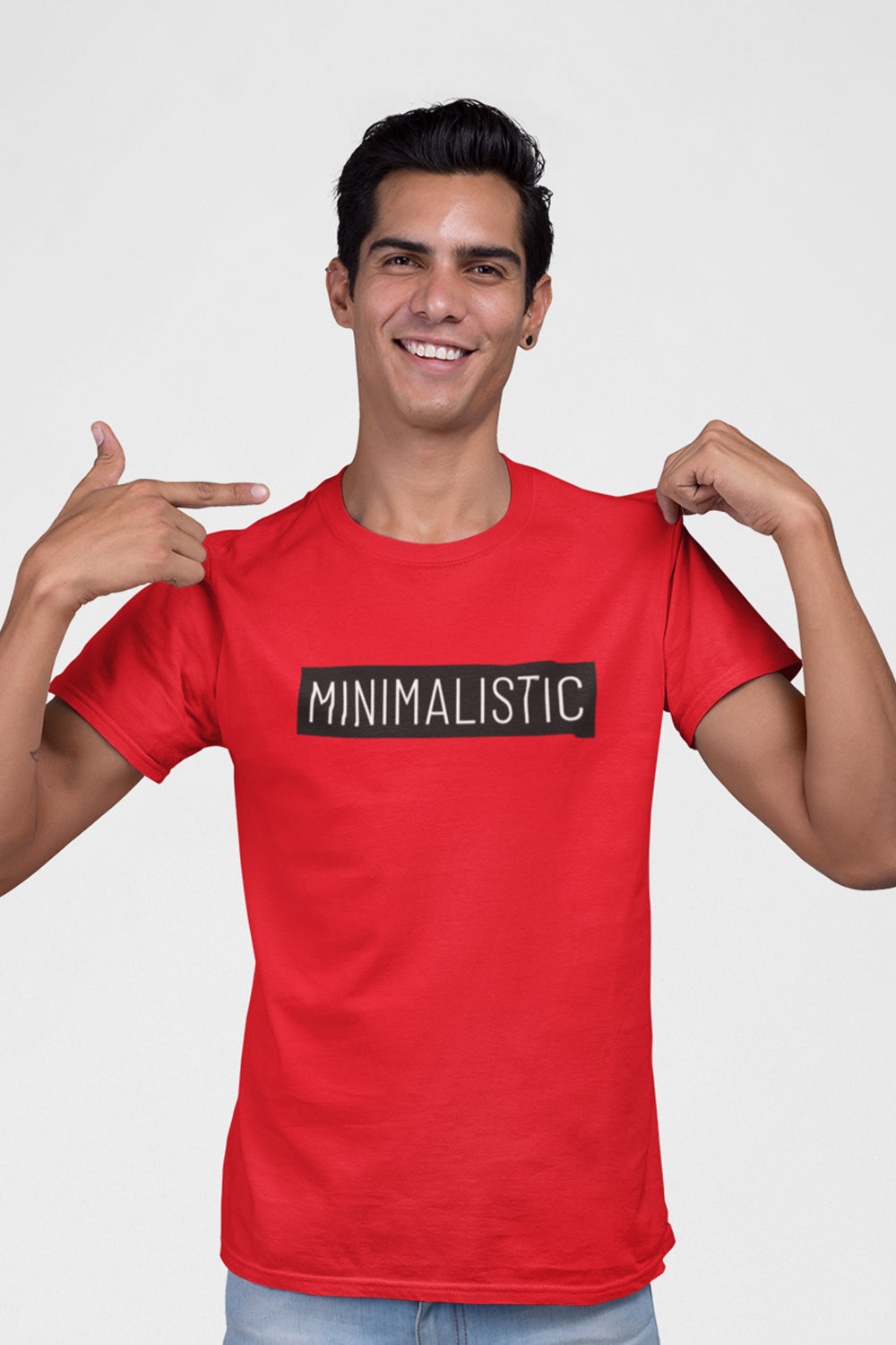 Minimalistic Graphic Printed Red Tshirt