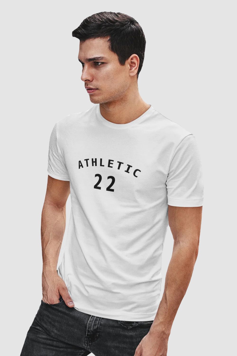 Athletic Graphic Printed White Tshirt