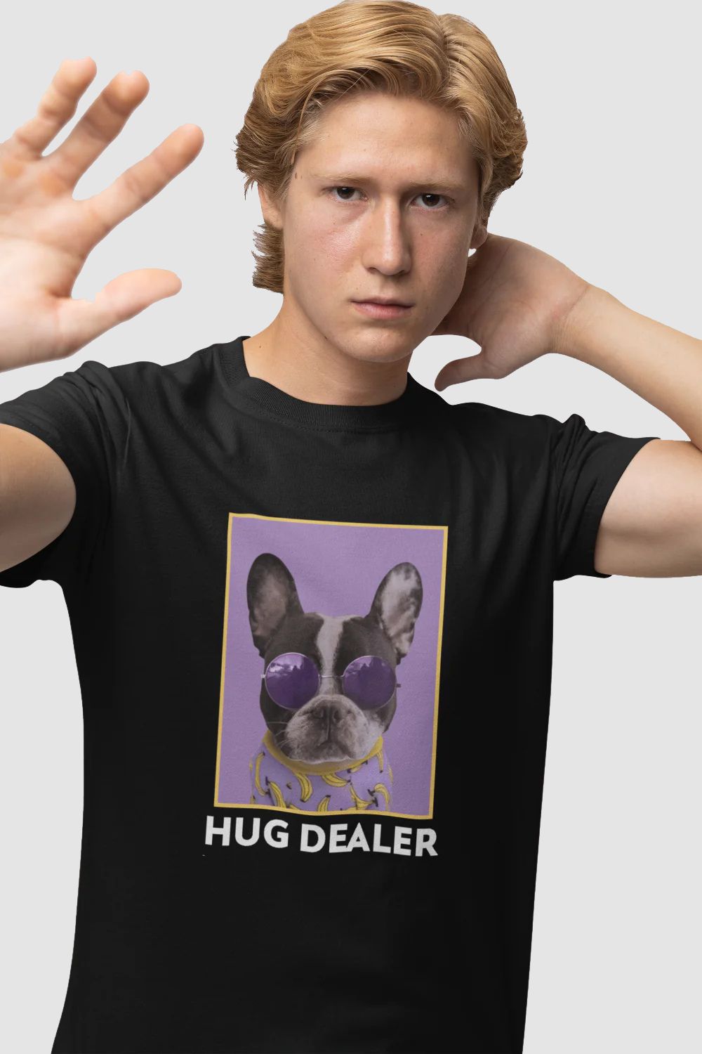 Hug Dealer Graphic Printed Black Tshirt