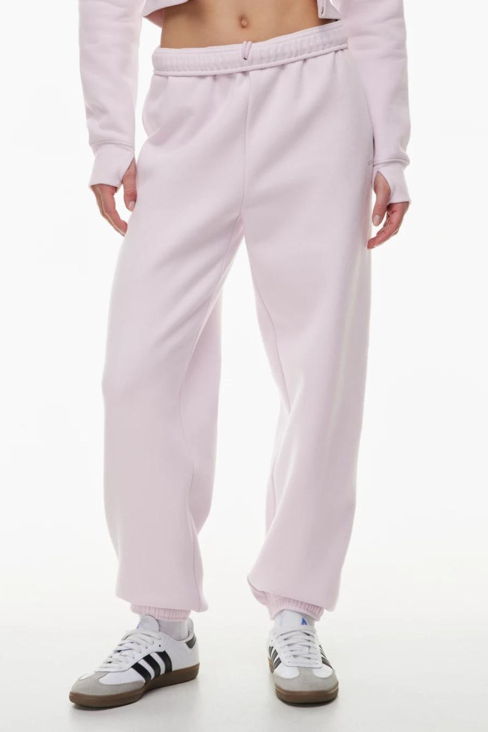 Velvet baby pink trouser