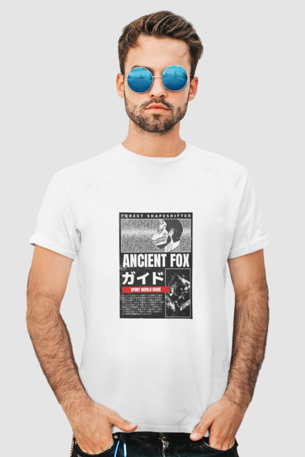 Ancient Fox Graphic Printed White Tshirt