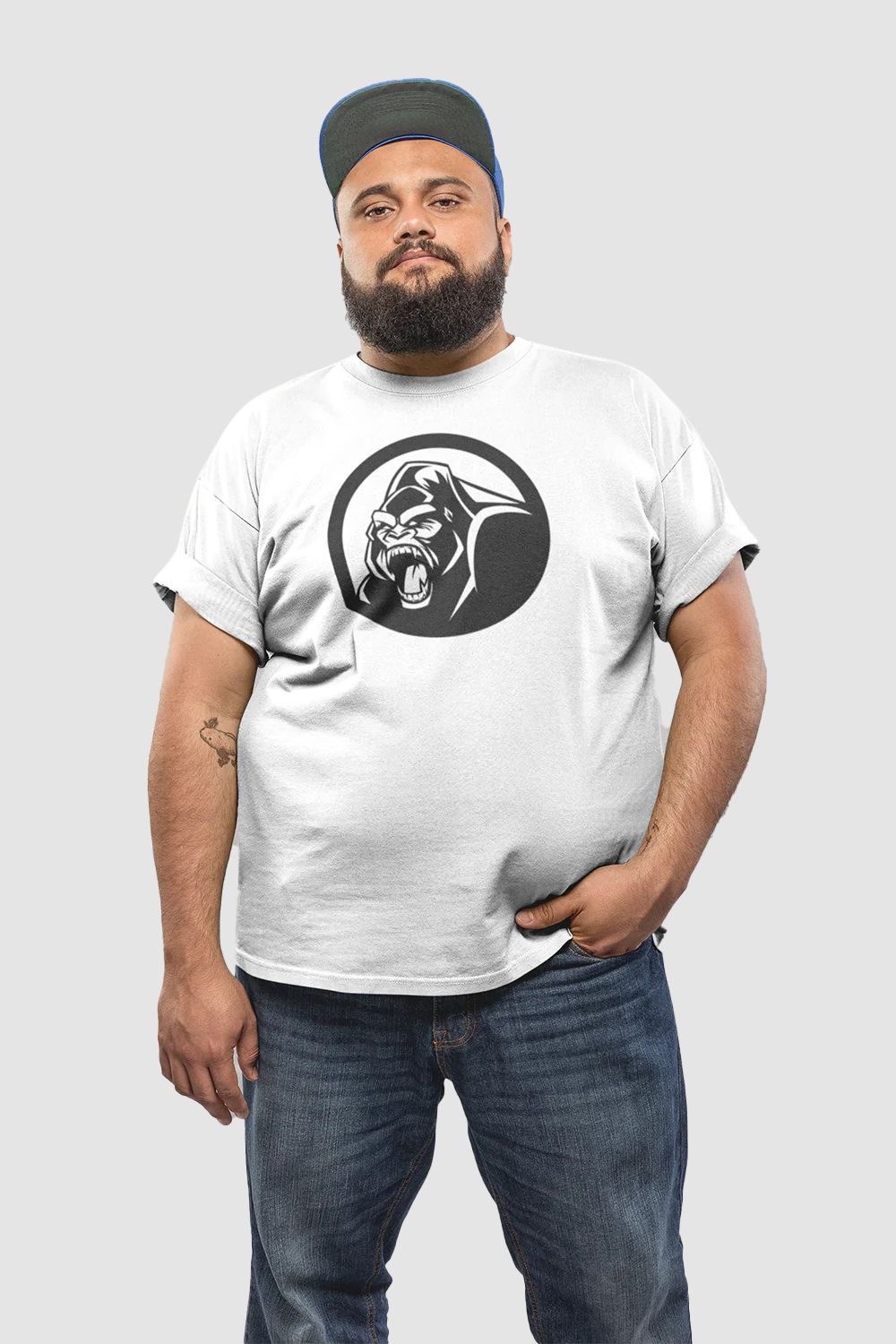 Angry Gorilla Graphic Printed White Tshirt