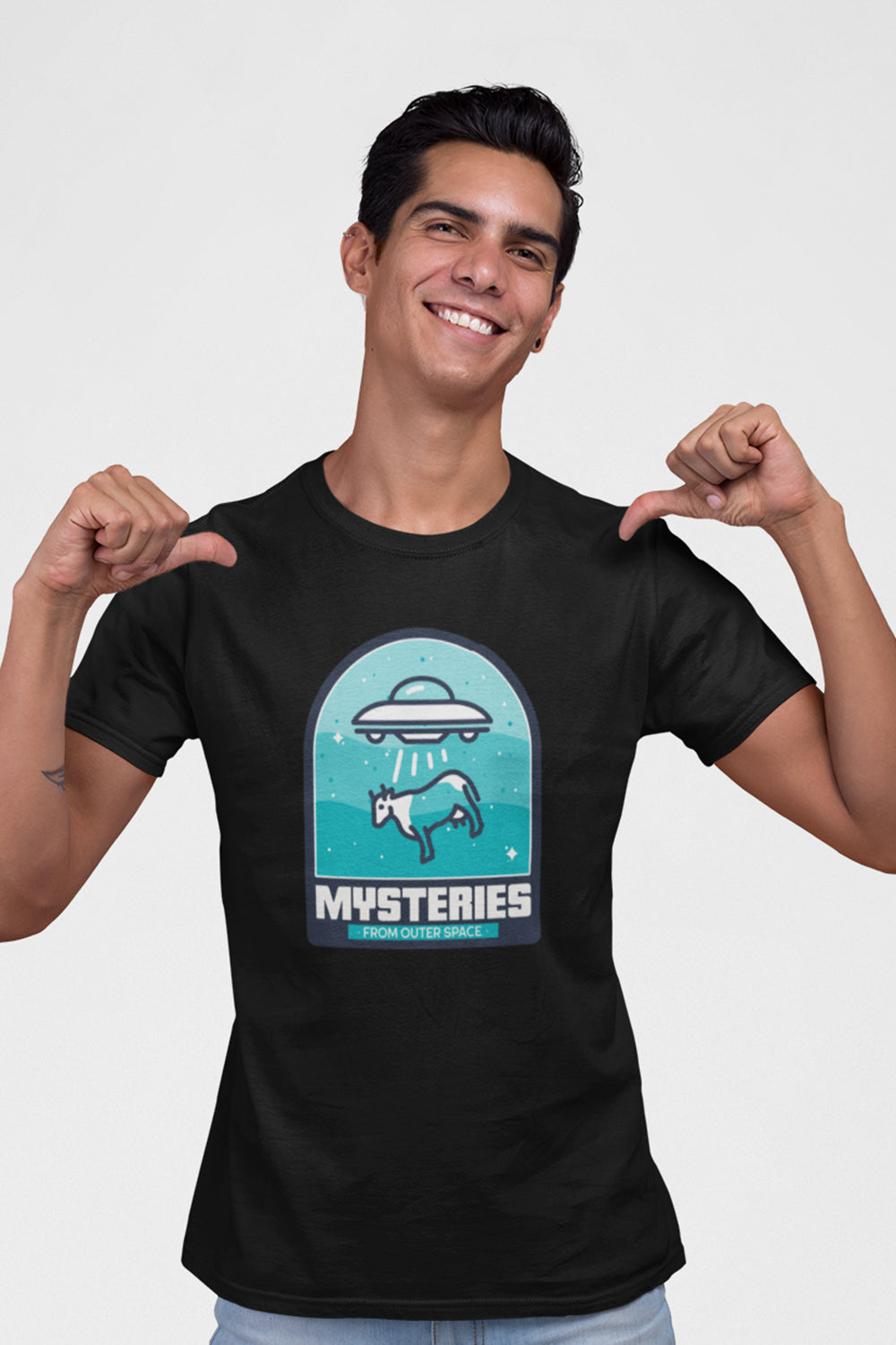 Mysteries From Outer Space Graphic Printed Black Tshirt