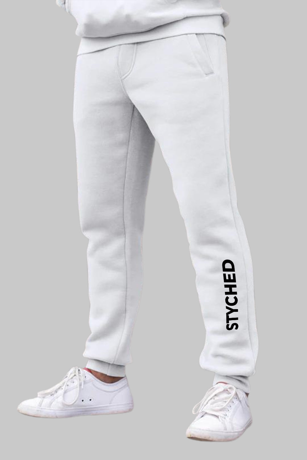 Black Styched Logo Graphic Printed White Joggers