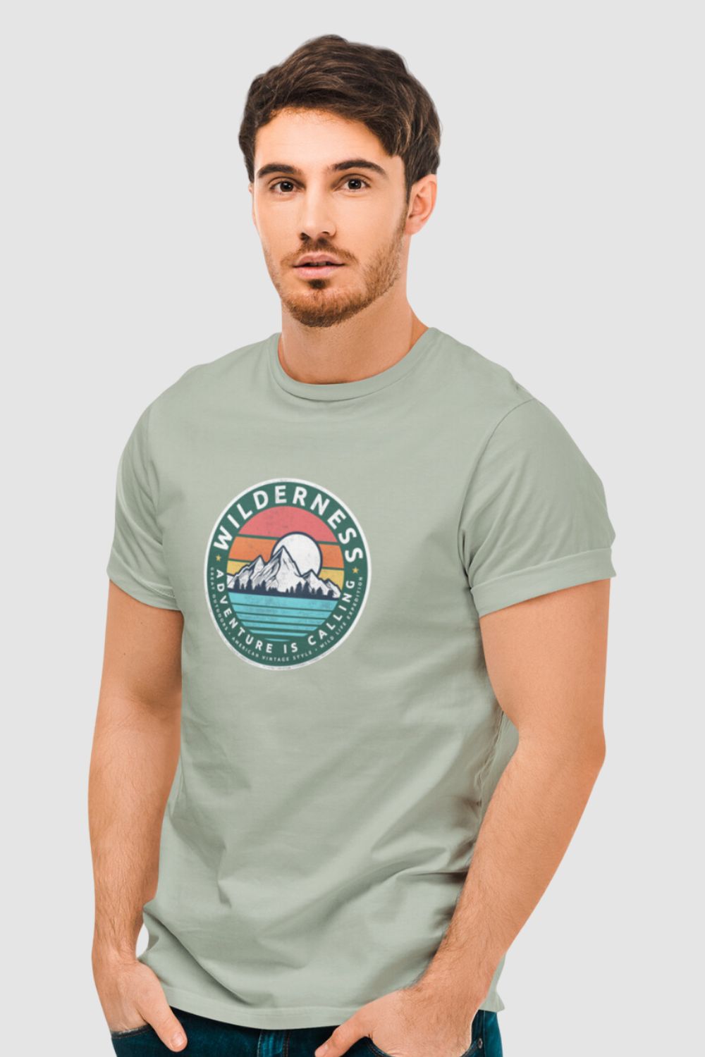 Wilderness - Adventure is Calling American Style Pastel Green Tshirt