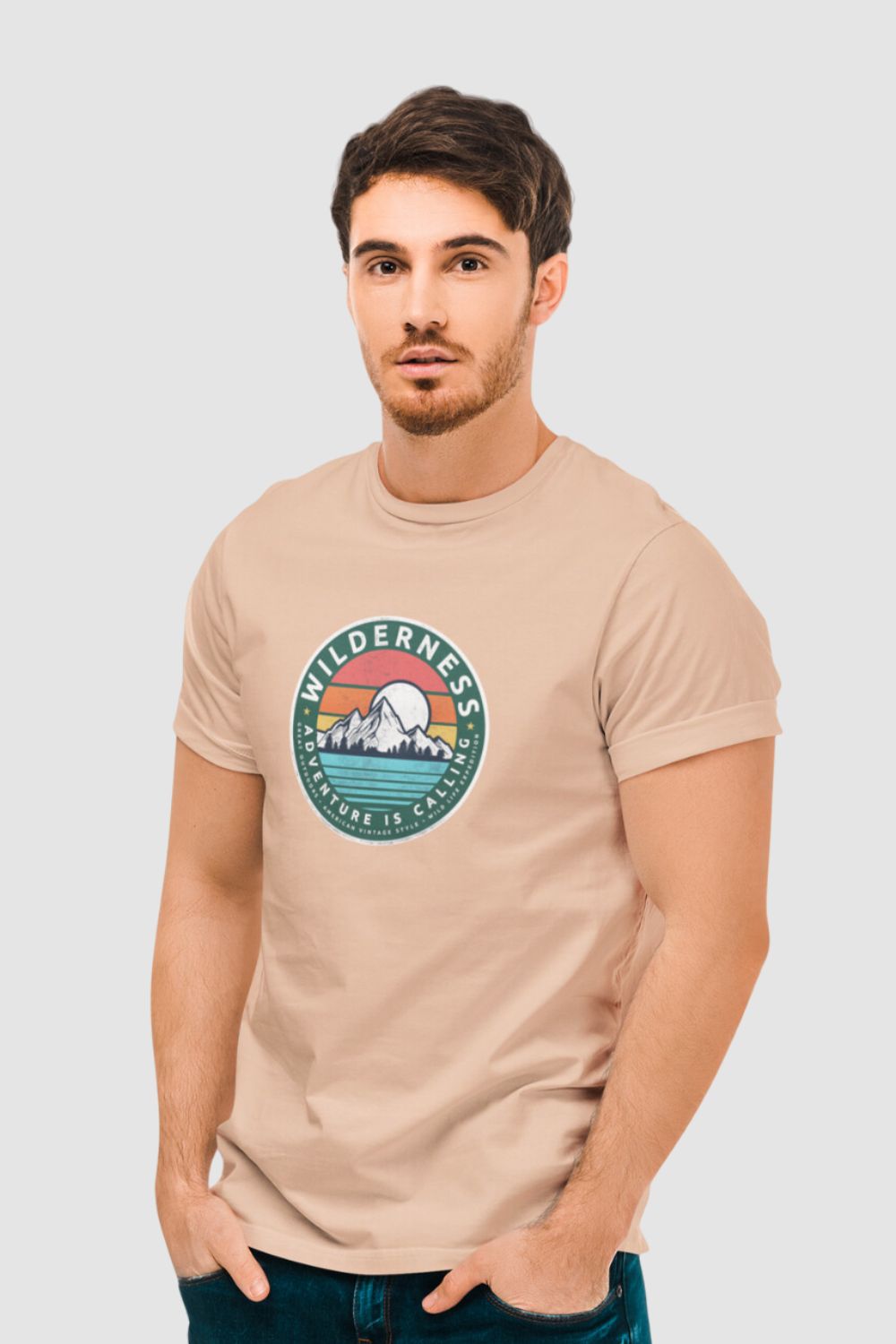 Wilderness - Adventure is Calling American Style Peach Tshirt