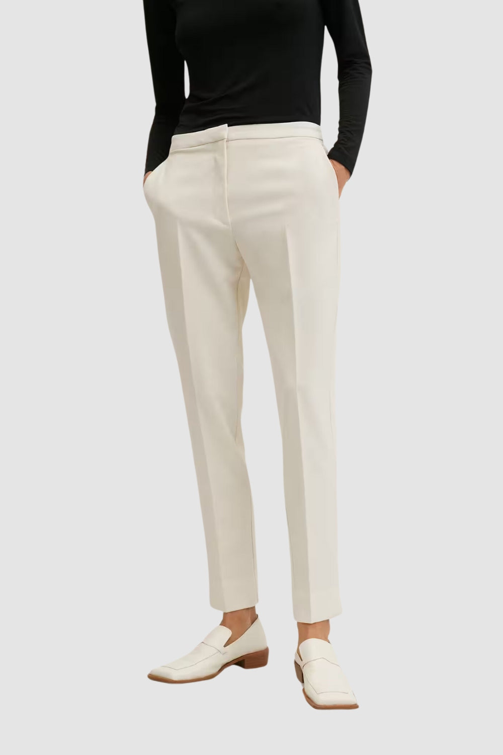 Slim Fit White Suit Trousers