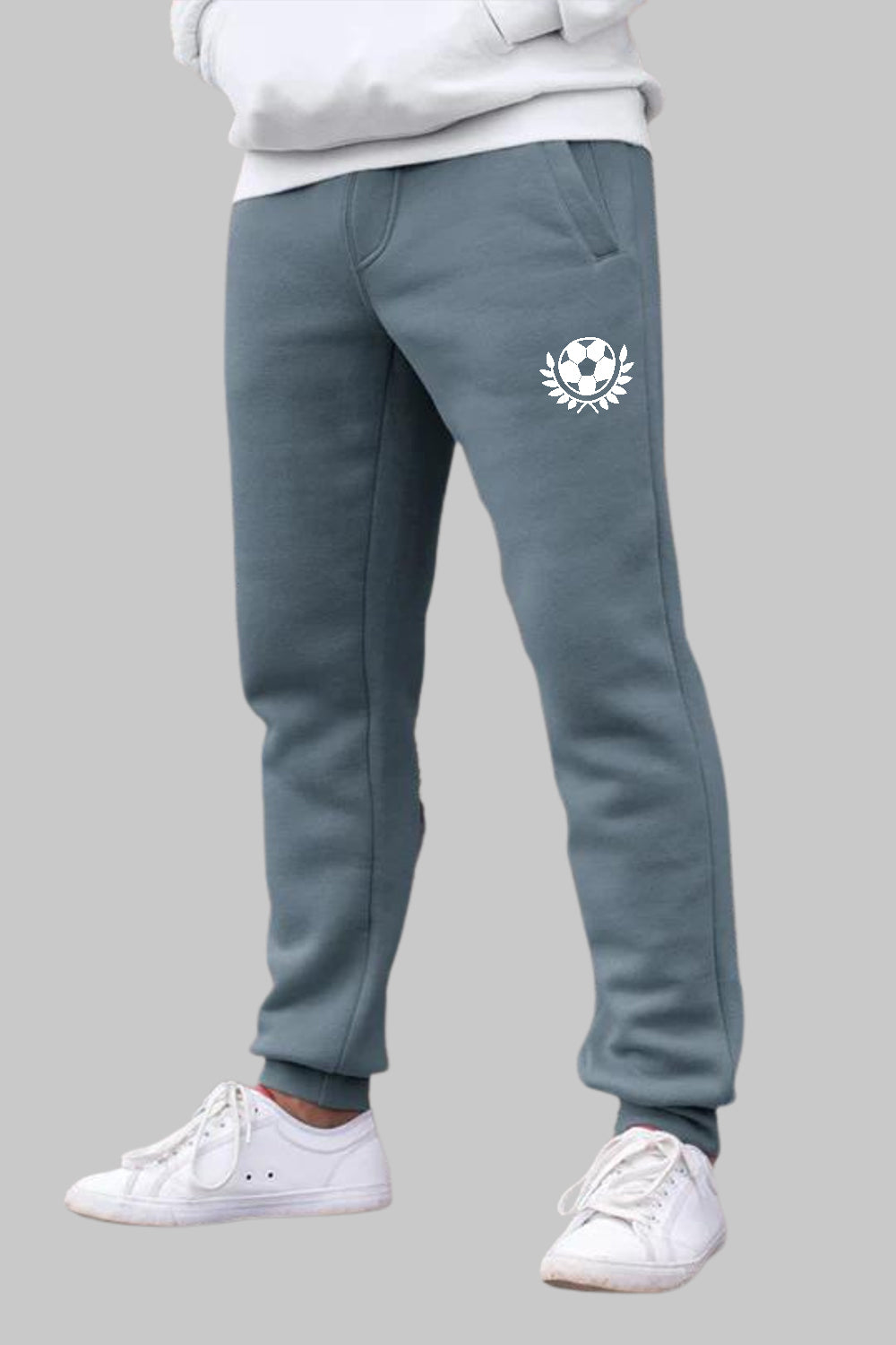 Football Graphic Printed Blue Grey Joggers