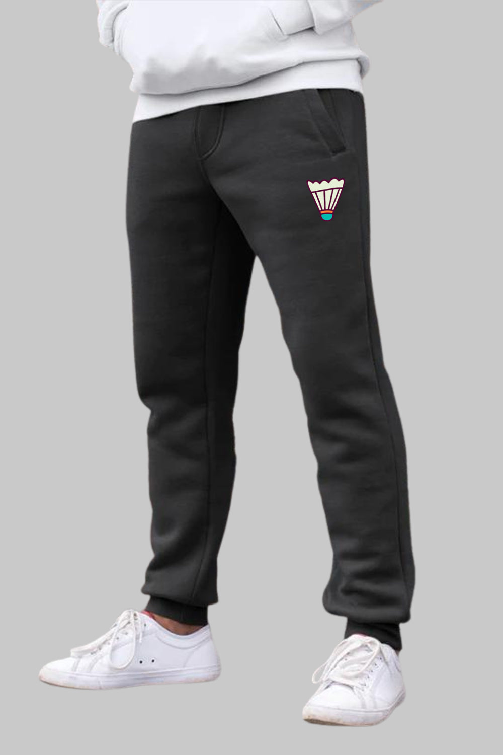 Shuttlecock Graphic Printed Black Joggers