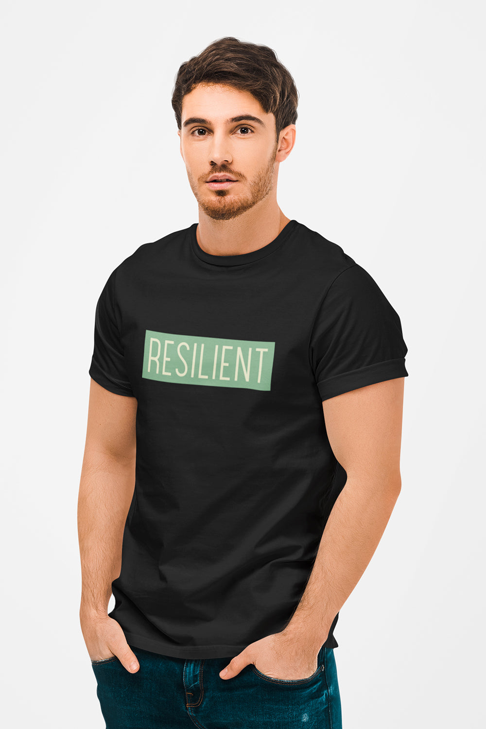 Resilient Graphic Printed Black Tshirt