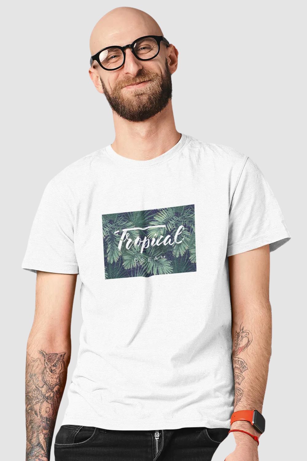 Tropical Dream Graphic Printed White Tshirt