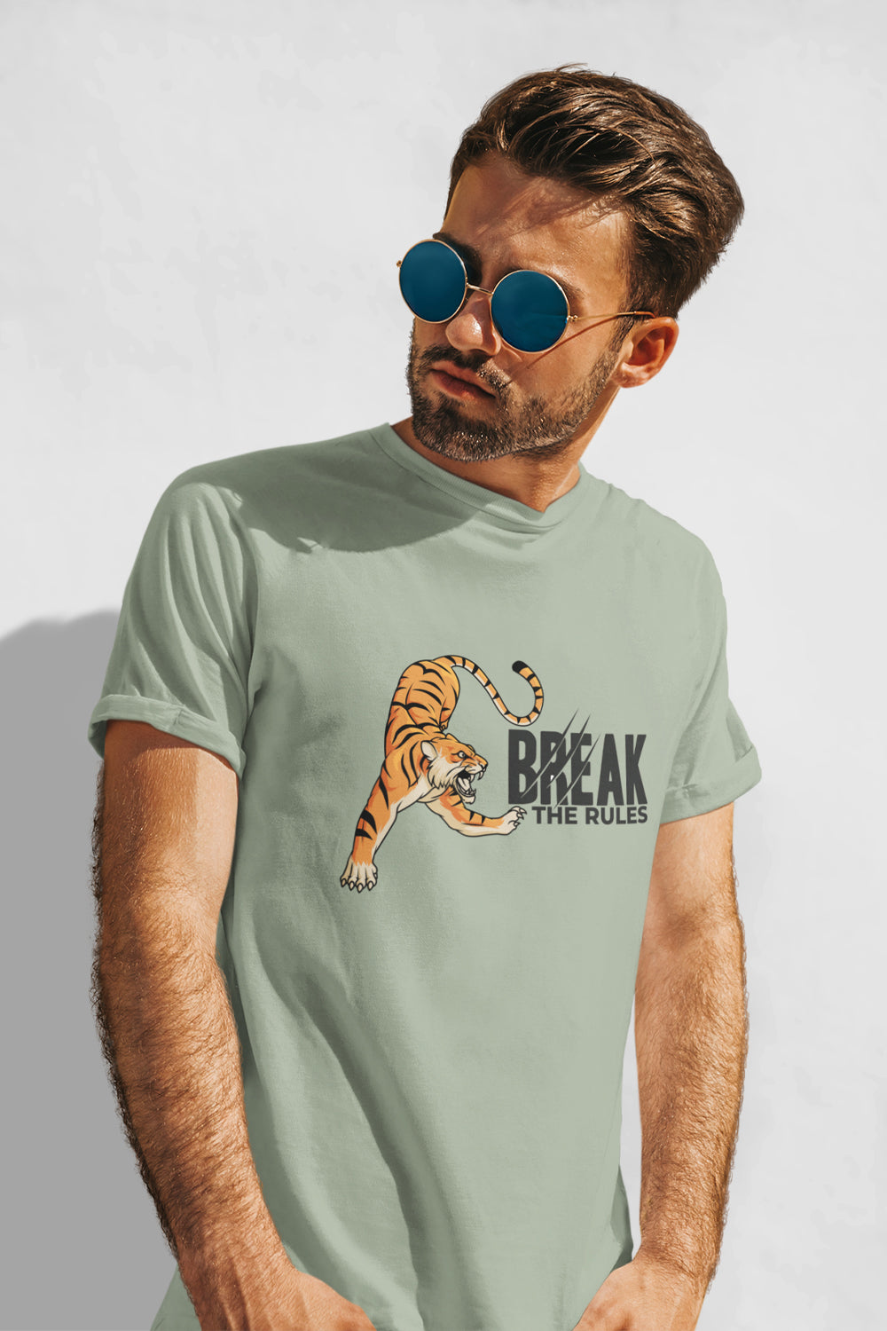 Break The Rules Graphic Printed Pastel Green Tshirt