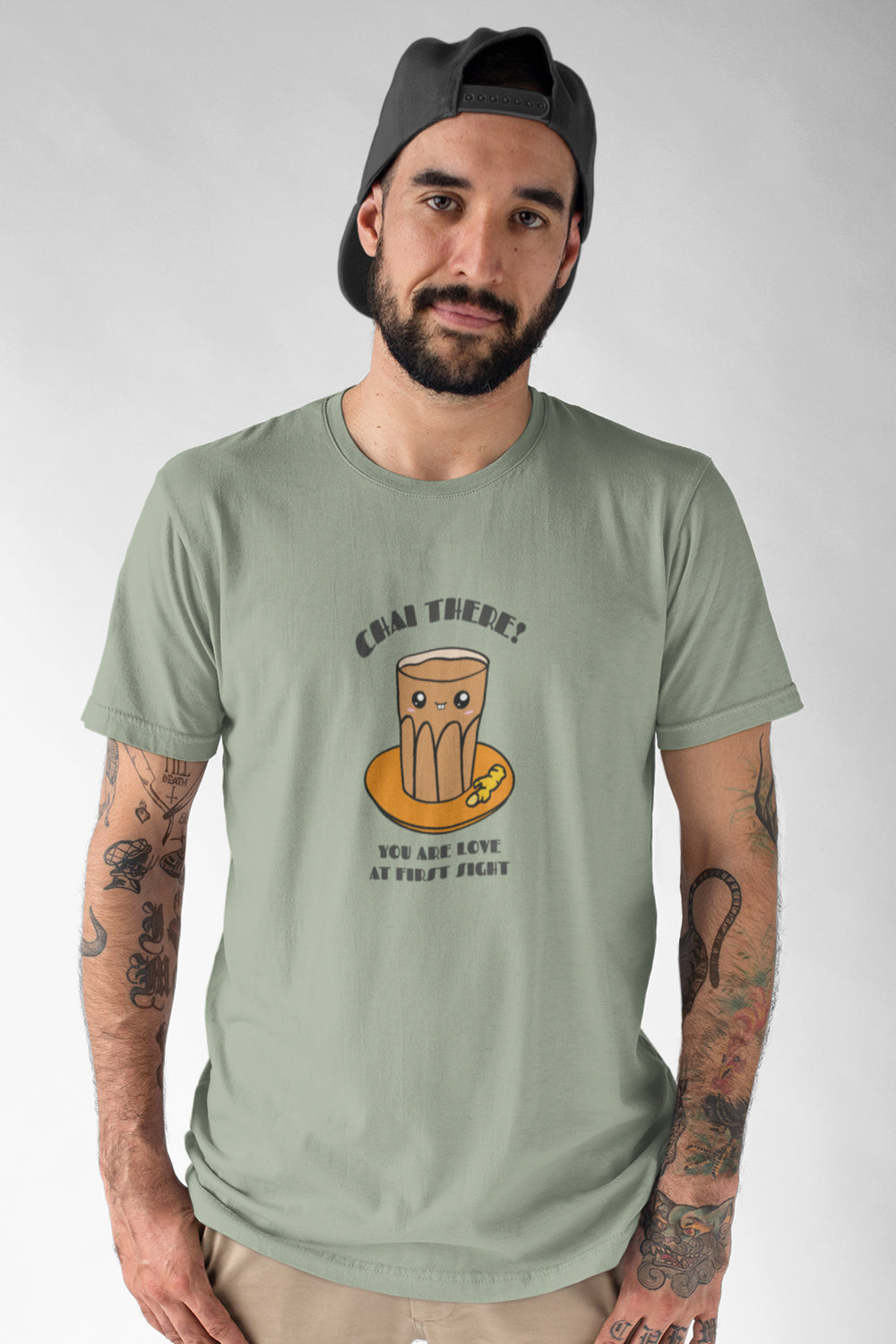 Chai There Graphic Printed Pastel Green Tshirt
