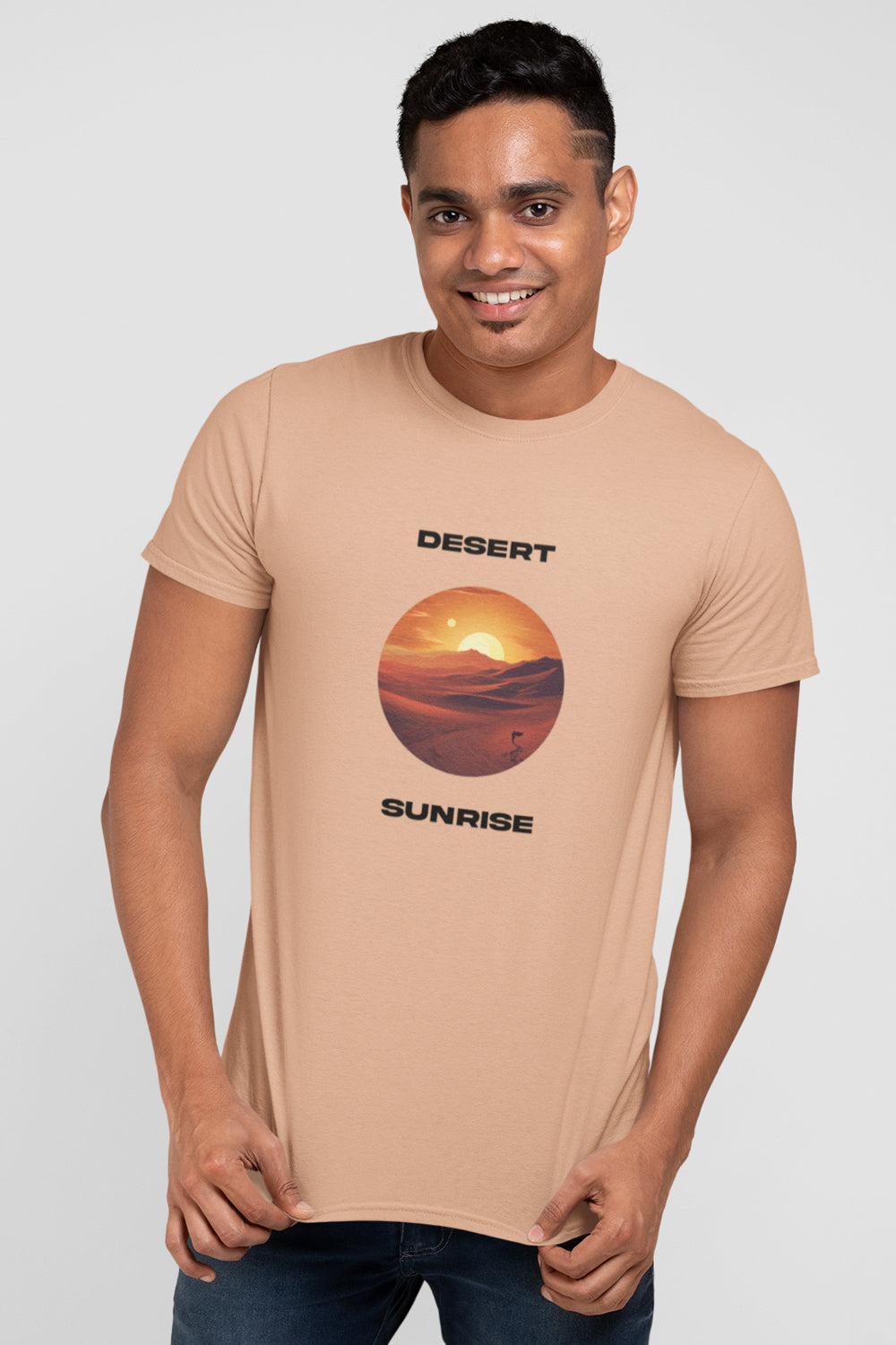 Desert Sunrise Graphic Printed Peach Tshirt