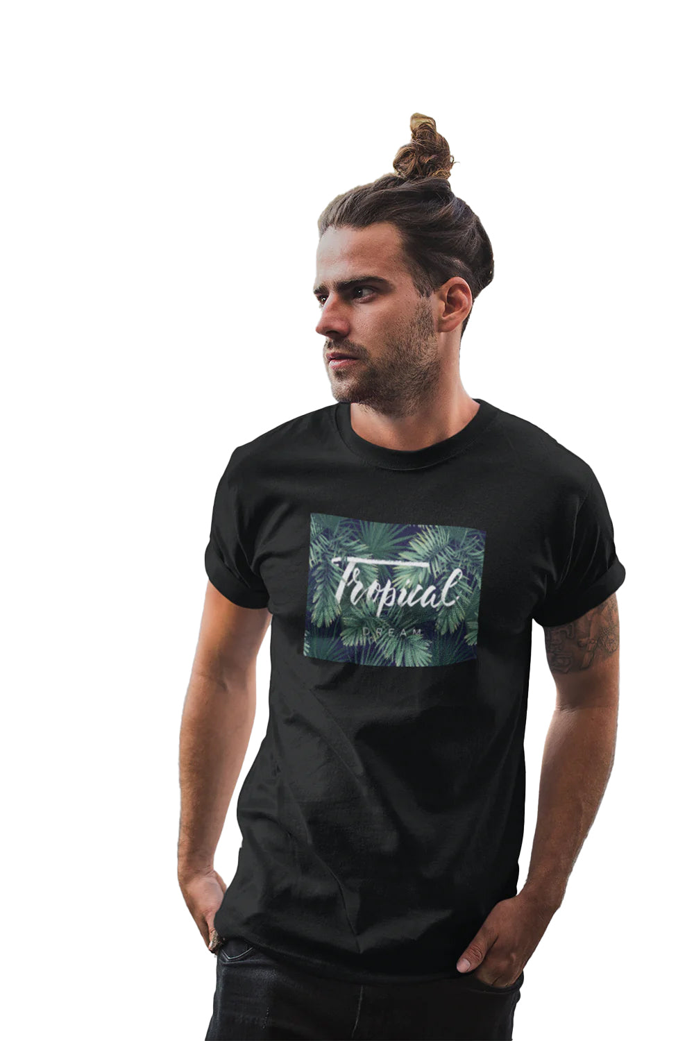 Tropical Dream Graphic Printed Black Tshirt