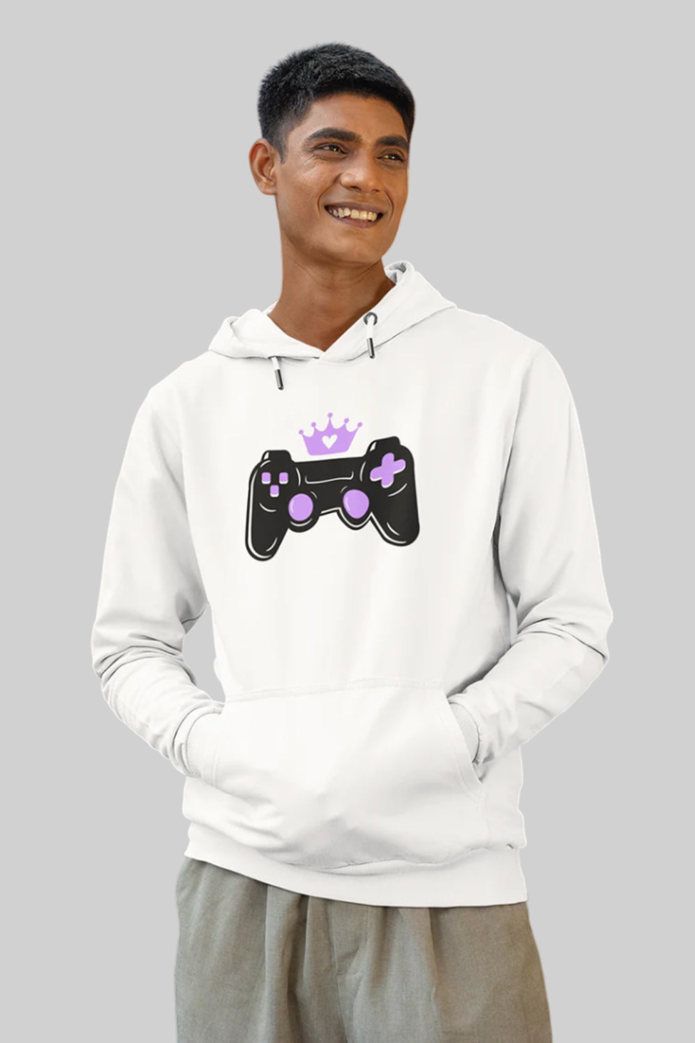 Gaming King Premium Non Zipper White Hoodie