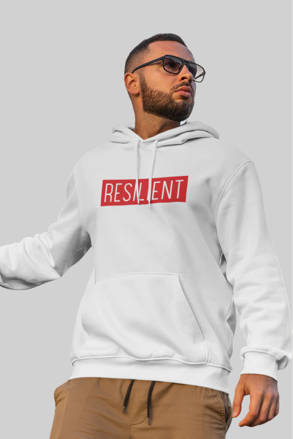 Resilient Premium Non Zipper White Hoodie