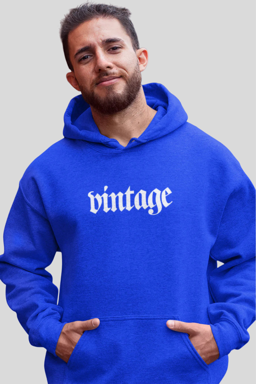 Vintage Premium Non Zipper Blue Hoodie