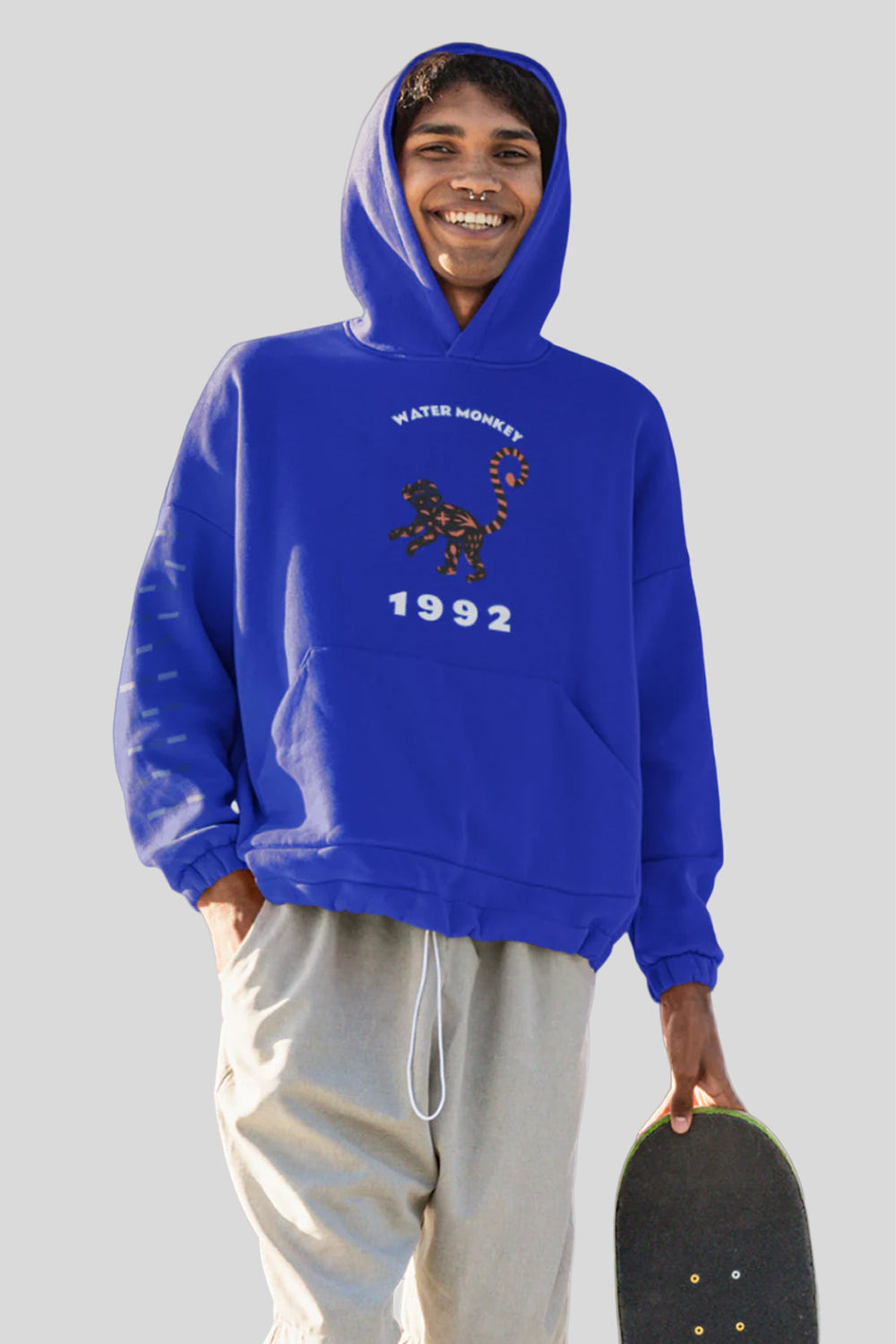 Water Monkey Premium Non Zipper Blue Hoodie