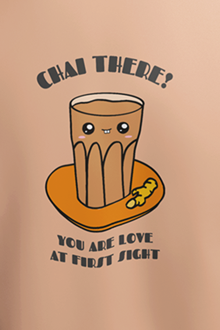 Chai There Graphic Printed Peach Tshirt